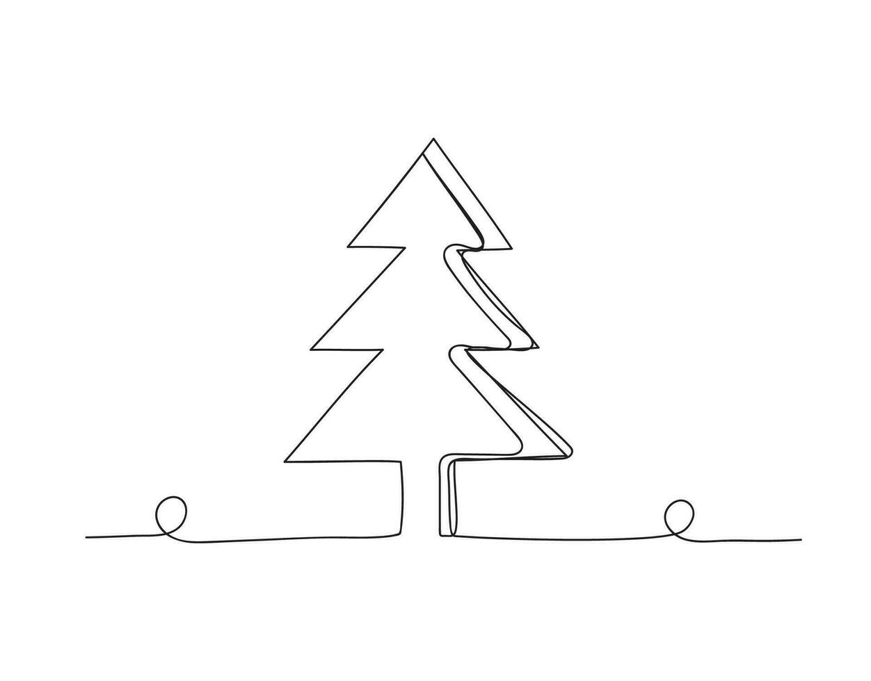 Christmas tree continuous one line icon vector illustration.
