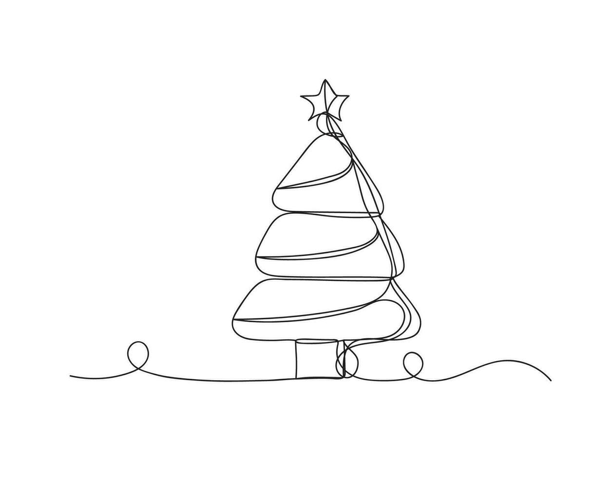 Christmas tree continuous one line icon vector illustration.