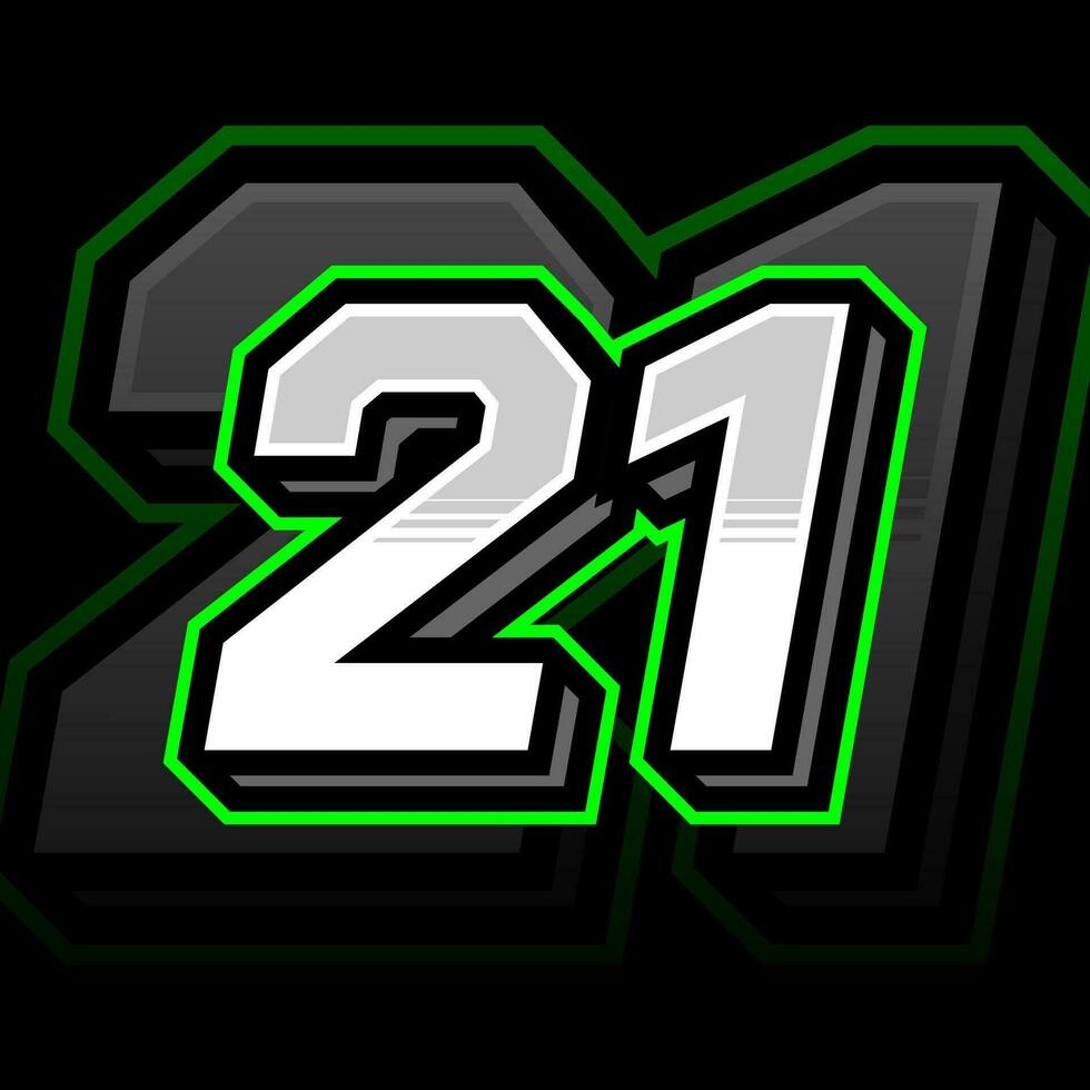 Twenty One Number Vector Clipart Simple Decal Design