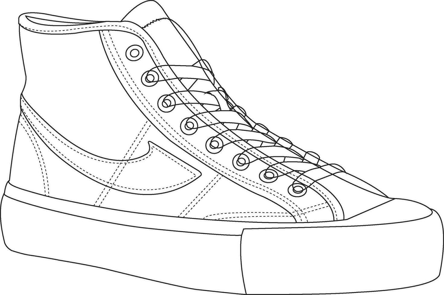 Sneaker shoes. Shoes line art design vector