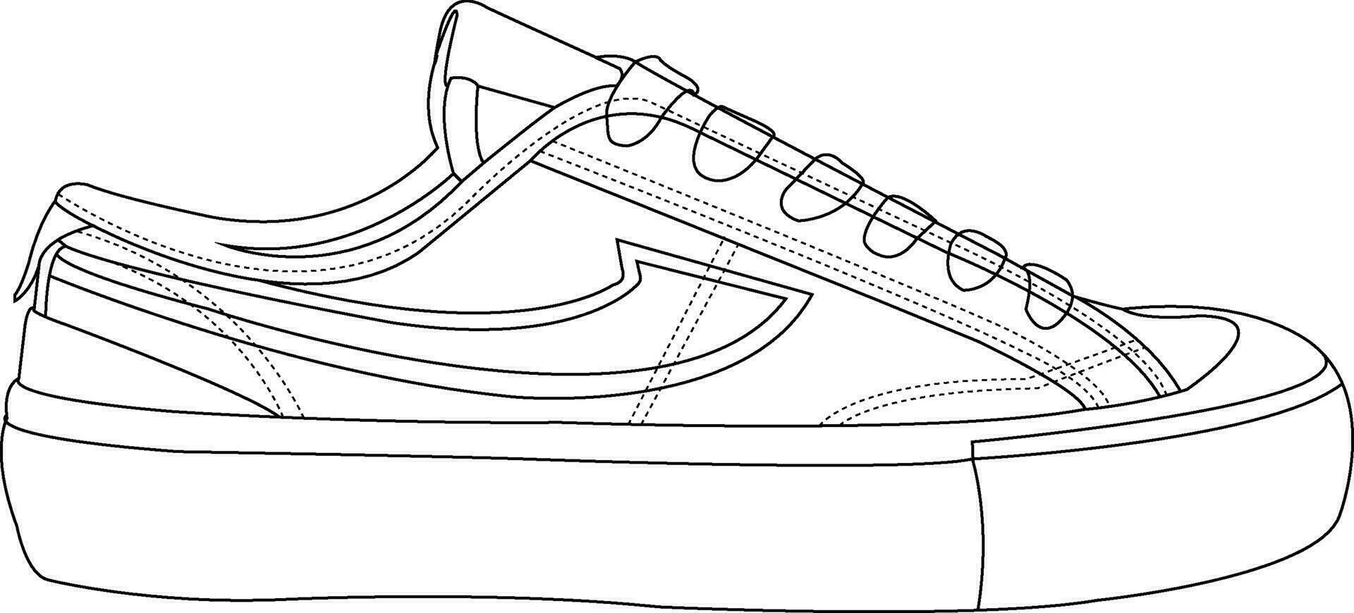 Sneaker shoes. Shoes line art design vector