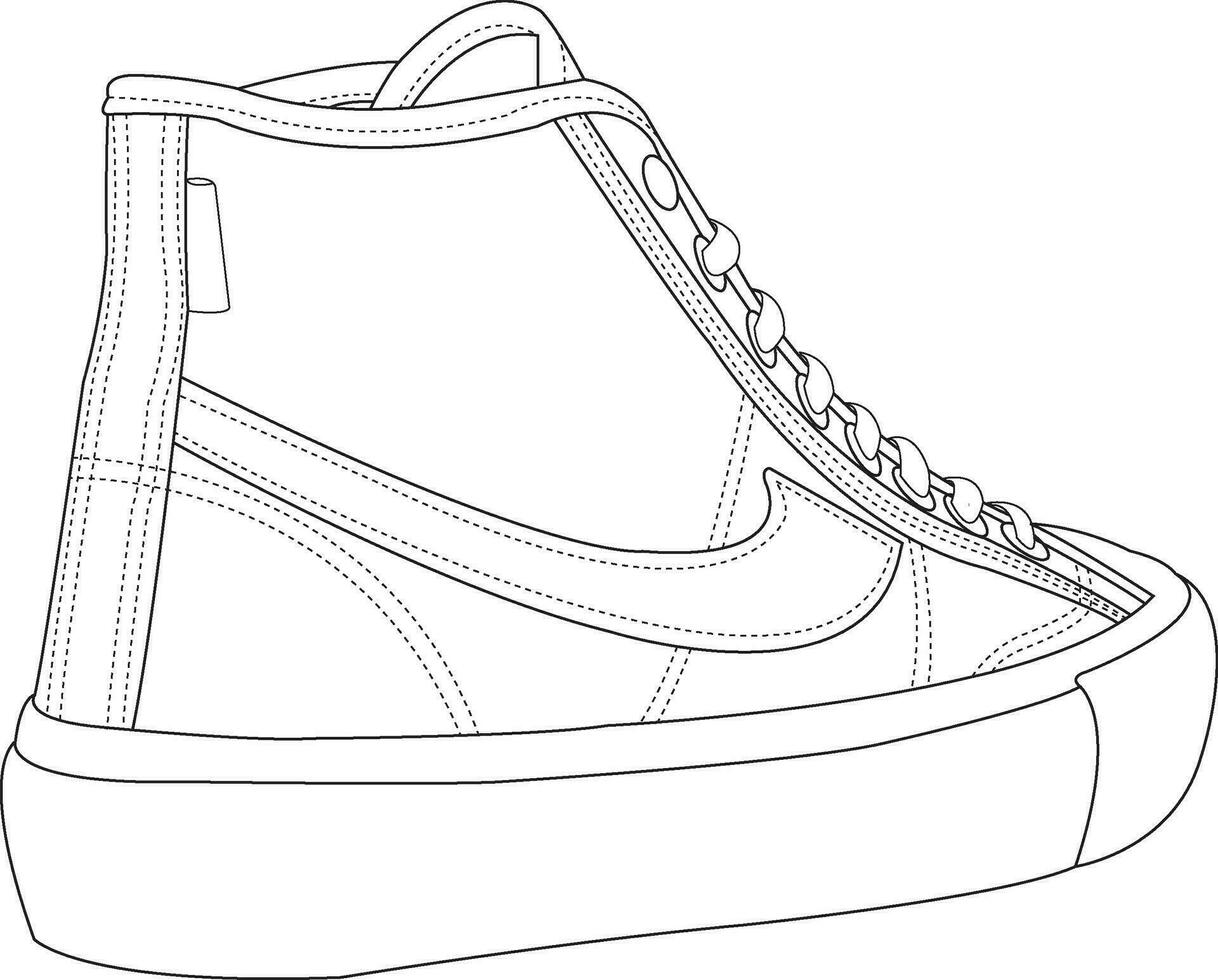 Sneaker shoes. Shoes line art design vector