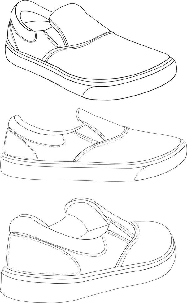 Sneaker shoes. Shoes line art design vector