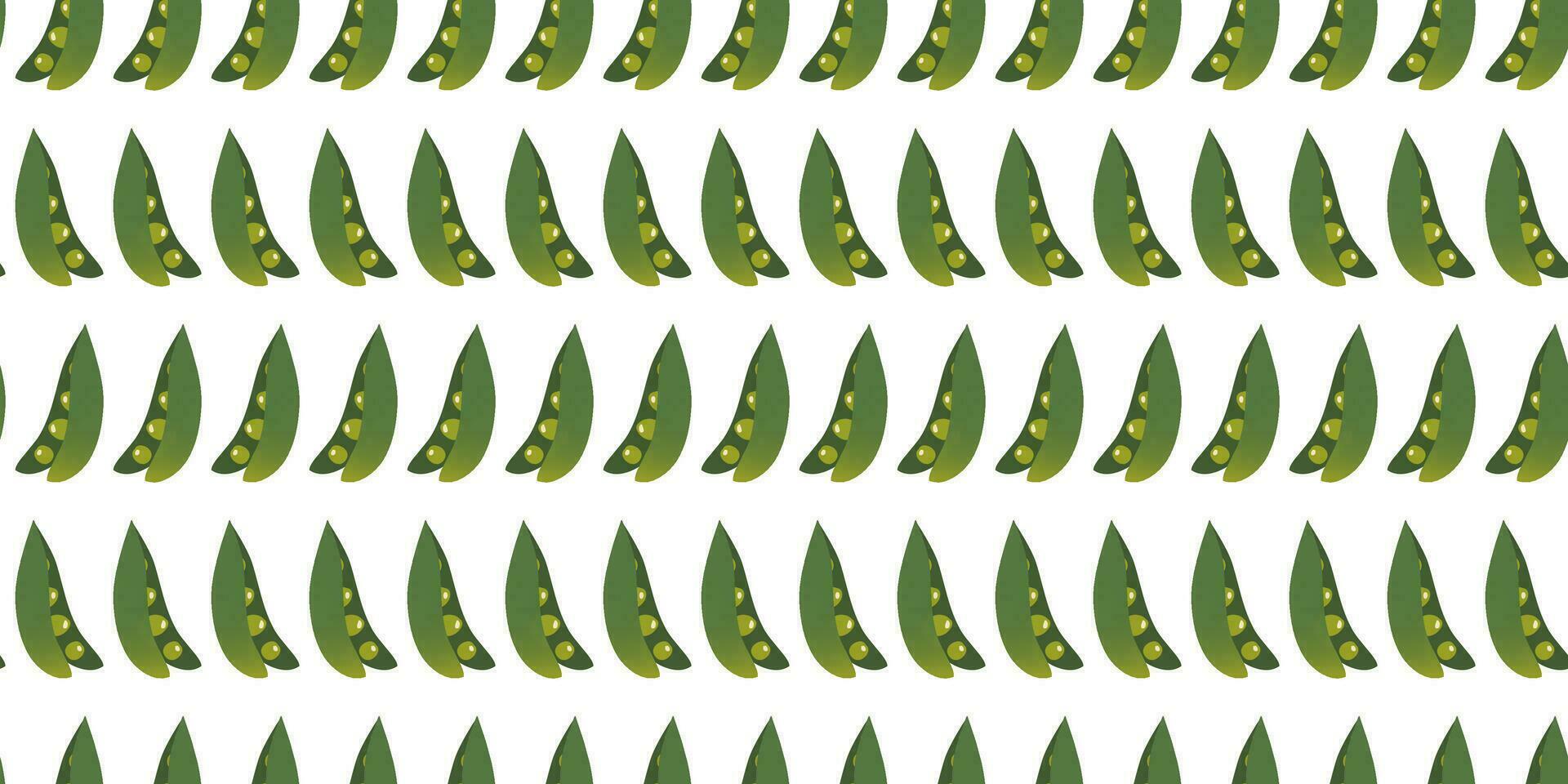 Seamless pattern green gradient peas in flat vector style on white background. For print, textile, background, wrapper.