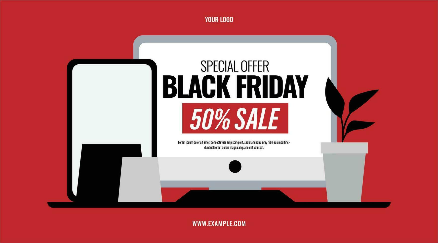 black friday shopping ads landscape banner poster layout template vector design
