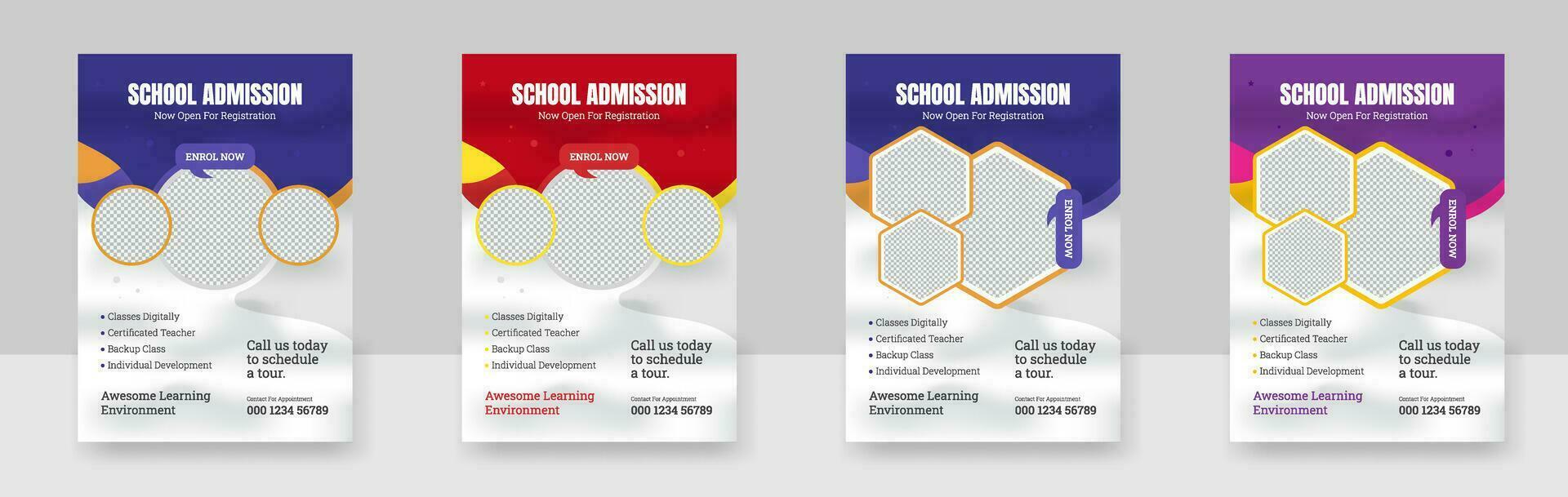 a bundle of School admission Education Flyer Template, Flyer brochure cover template for Kids back to school vector
