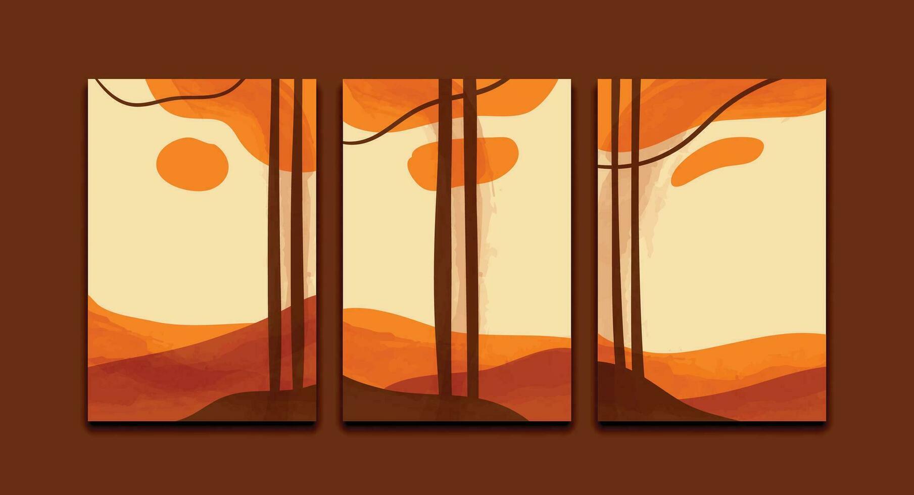 resumen montaña bosque pintura arte, pared decoración acuarela antecedentes vector diseño fondo de pantalla