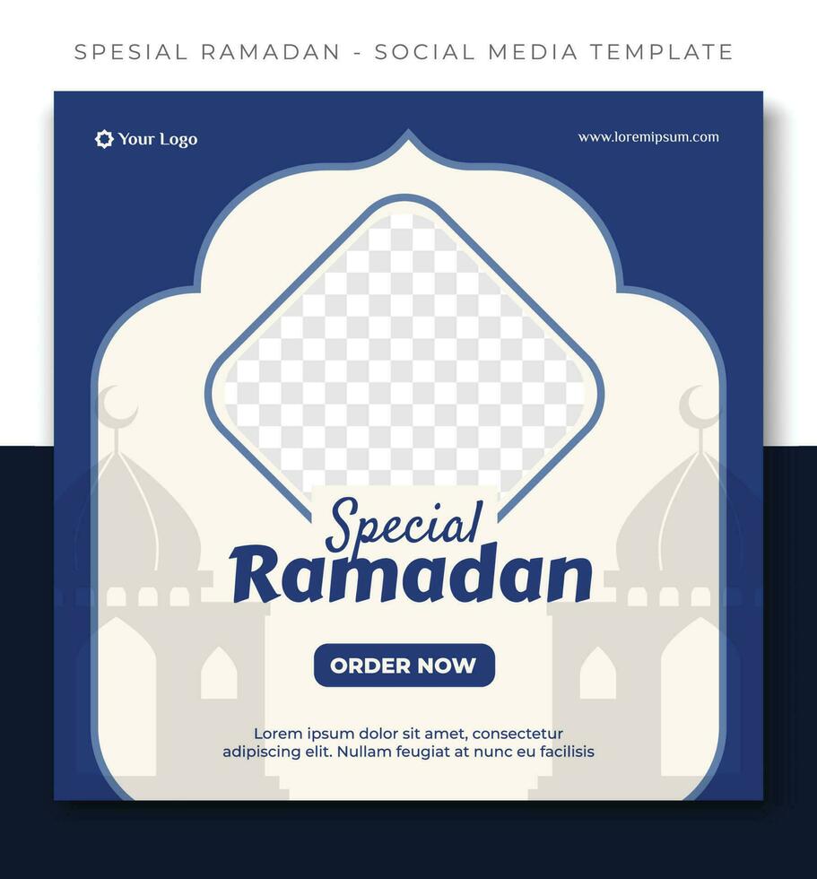 blue ramadan islamic social media post template design, event promotion banner vector