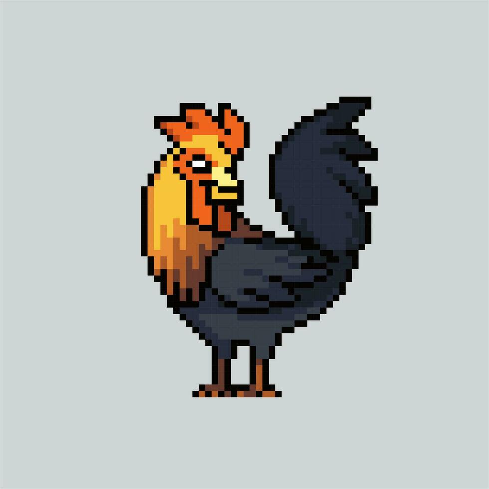 Pixel art illustration Rooster. Pixelated Rooster. Rooster farm pixelated for the pixel art game and icon for website and video game. old school retro. vector
