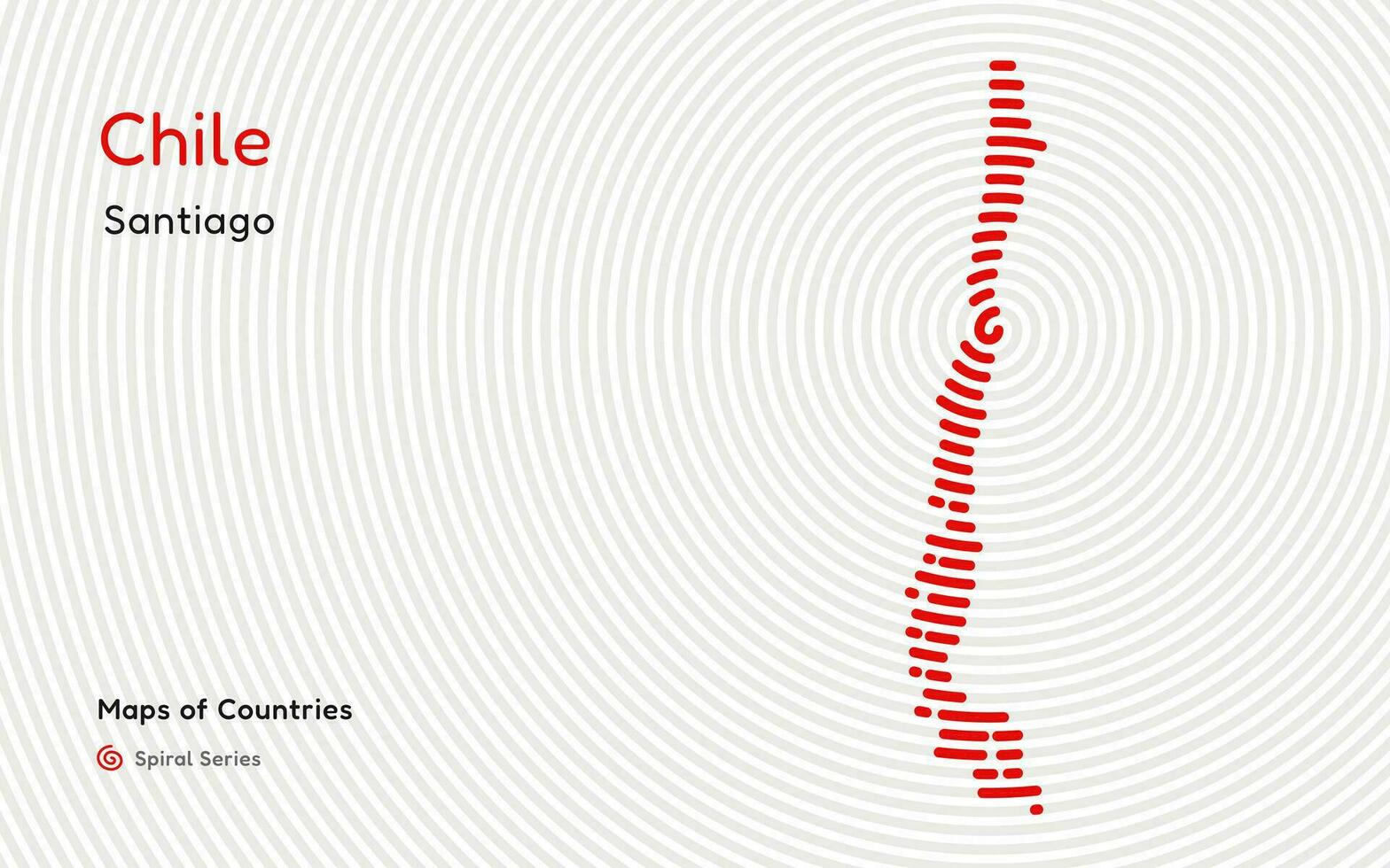 resumen mapa de Chile en un circulo espiral modelo con un capital de santiago. americano colocar. vector