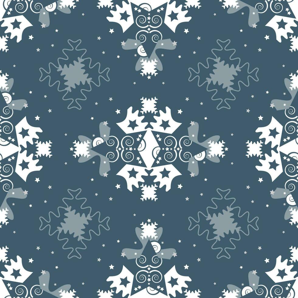 Pattern of stars and puzzle pieces style. Seamless pattern christmas theme. vector