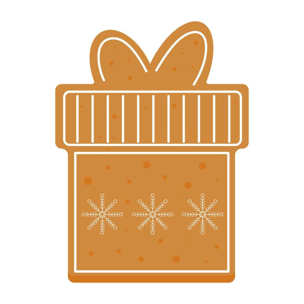 Christmas gingerbread gift cookie isolated on white background. Christmas pastries, gingerbread cookie with festive decoration. Suitable for decoration gift paper, greetings cards. vector