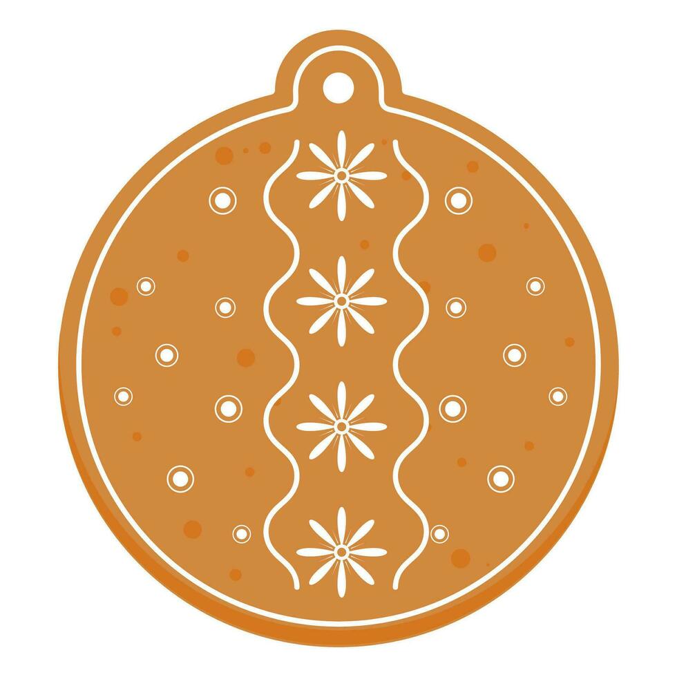 Christmas gingerbread cookie isolated on white background. Christmas pastries, gingerbread cookie with festive decoration. Suitable for decoration gift paper, greetings cards. vector