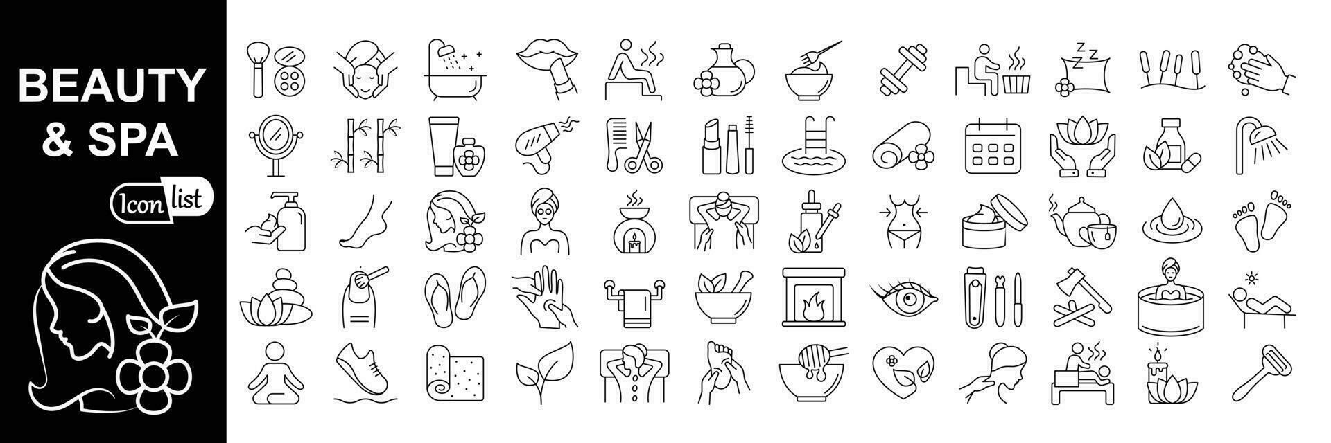 Beauty and  Spa outline  icons set. Cosmetics services , Spa icons for web and mobile app. Vector illustration