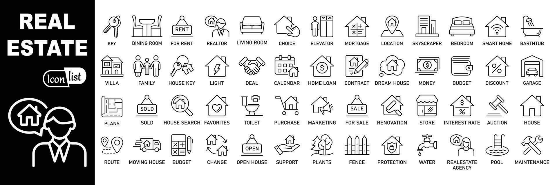 Real estate line  icons collection. Vector illustration