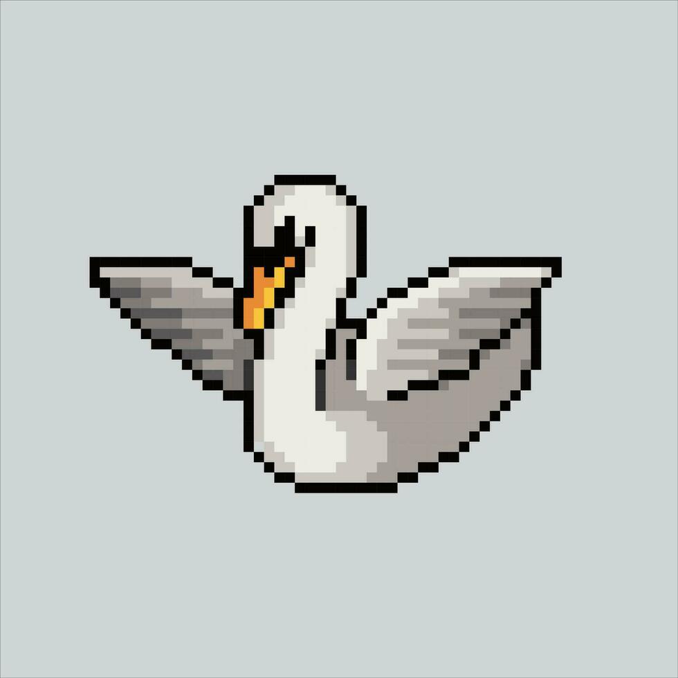 Pixel art illustration Swan. Pixelated Swan. Swan pixelated for the pixel art game and icon for website and video game. old school retro. vector