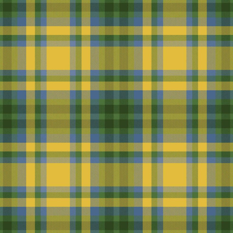 Plaid seamless pattern in green. Check fabric texture. Vector textile print.