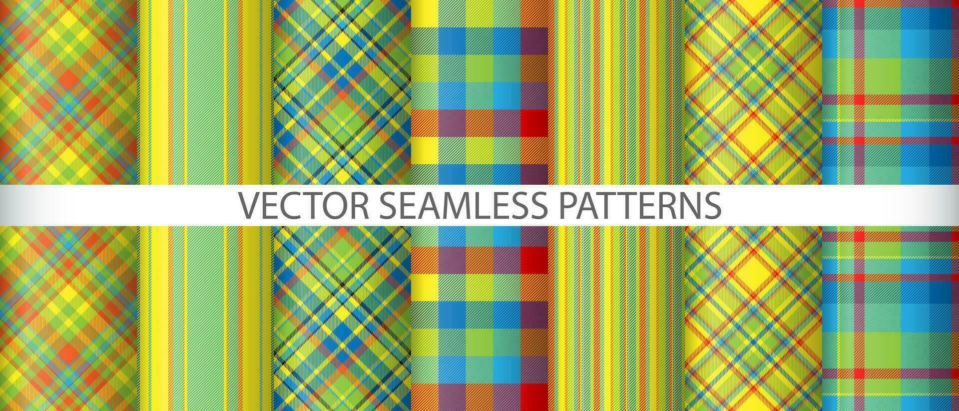 Set vector pattern background. Seamless texture tartan. Fabric plaid check textile.