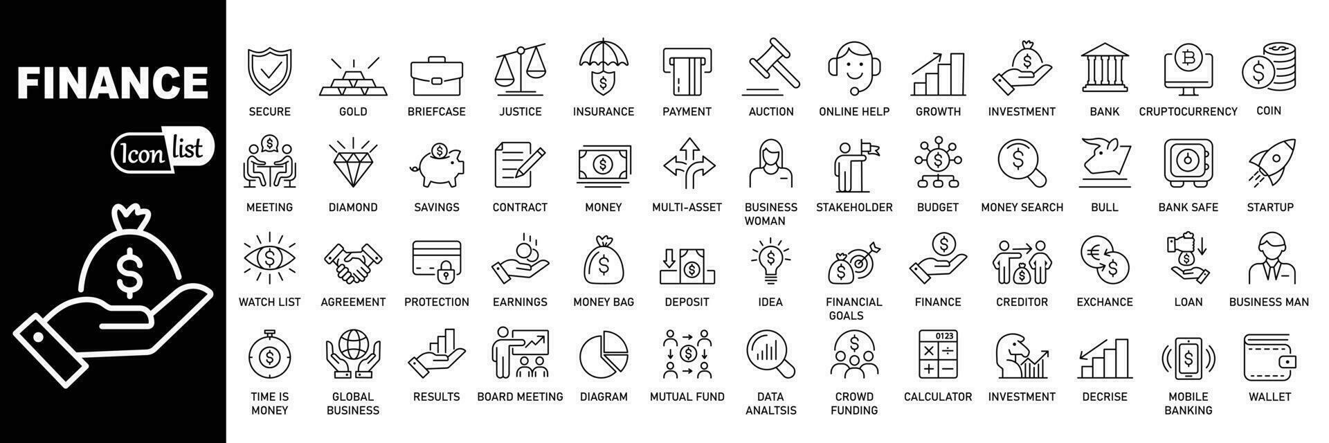 Finance minimal thin line web icon set. Outline icons collection. Simple vector illustration.