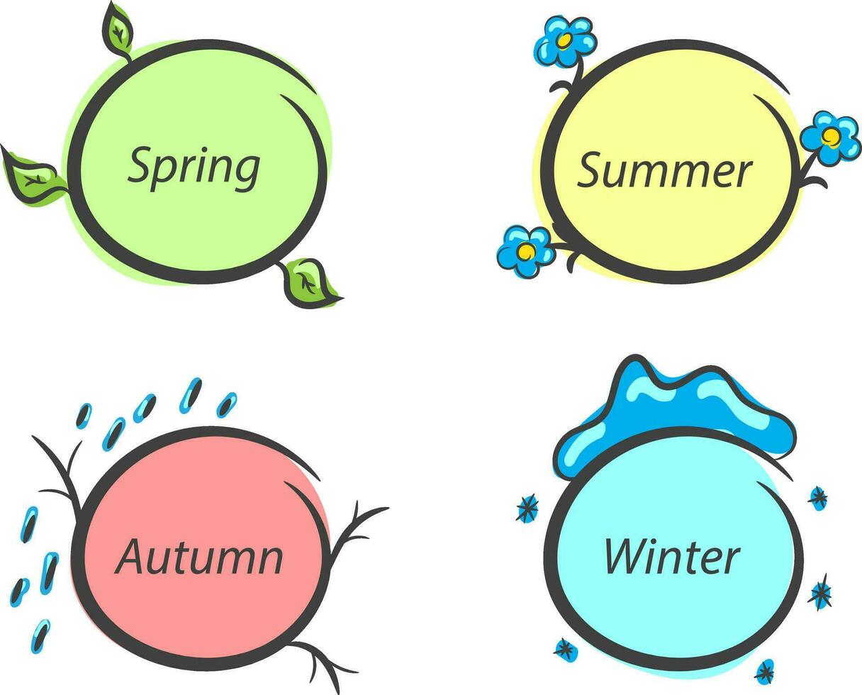 mensaje marcos naturaleza estaciones primavera verano otoño invierno color conjunto vector