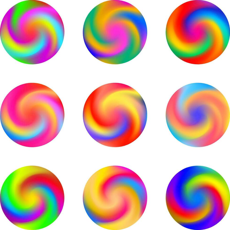 Twisted swirl rainbow color ball three dimensional set design element vector