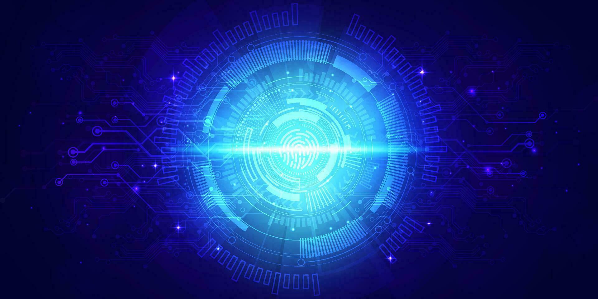 resumen digital tecnología futurista seguro escáner azul fondo, ciber Ciencias tecnología, innovación comunicación futuro, ai grande datos, Internet red conexión, nube datos seguridad ilustración vector