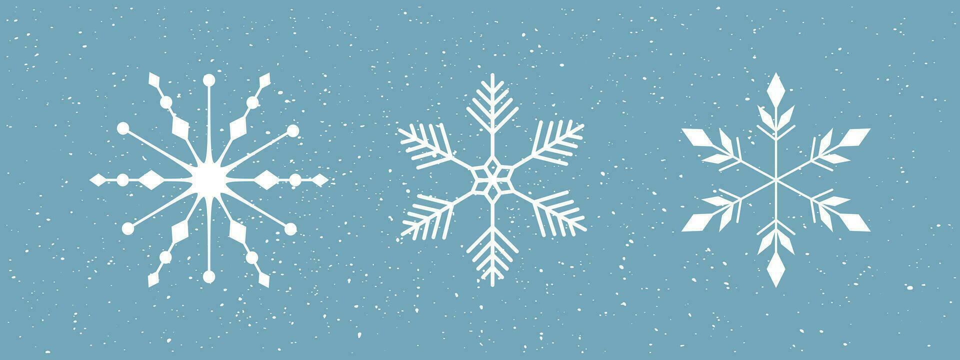 White snowflakes and snow on a blue background. vector