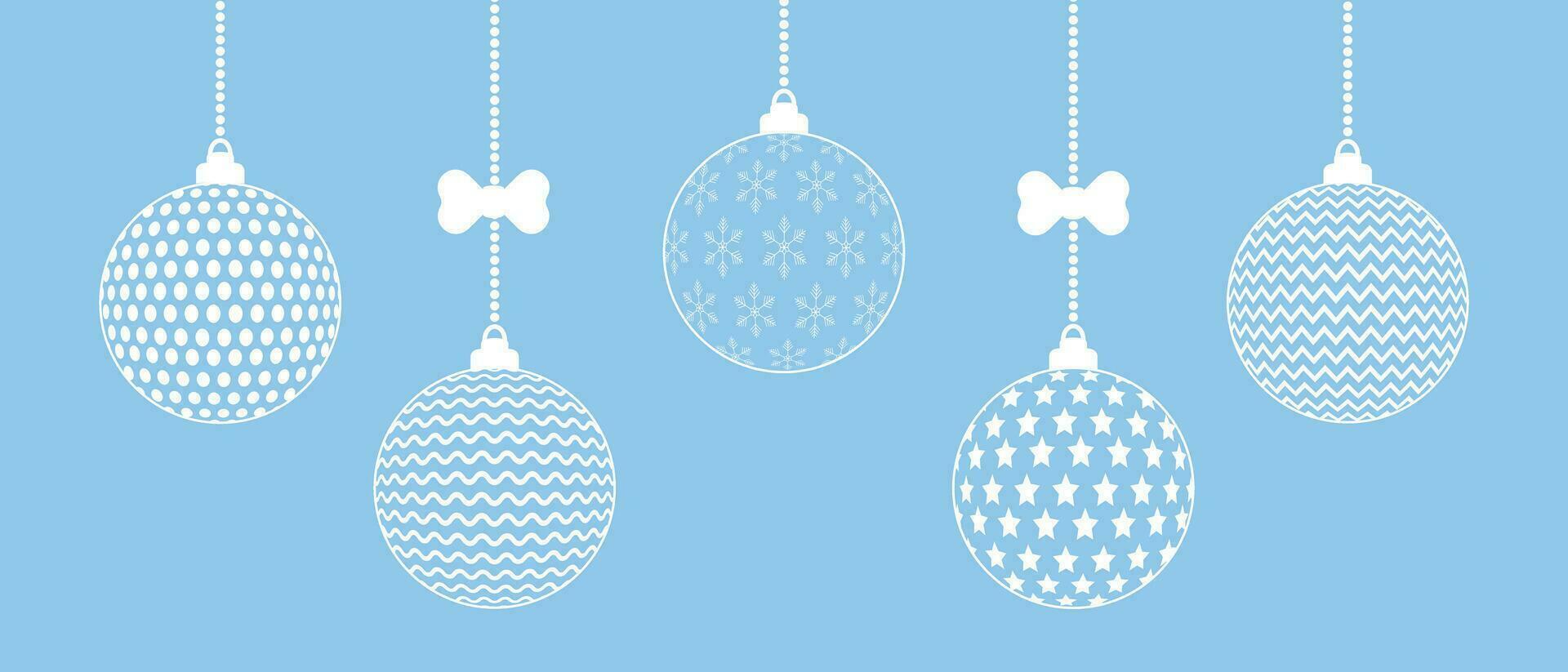 White New Year's balls on a blue background. vector