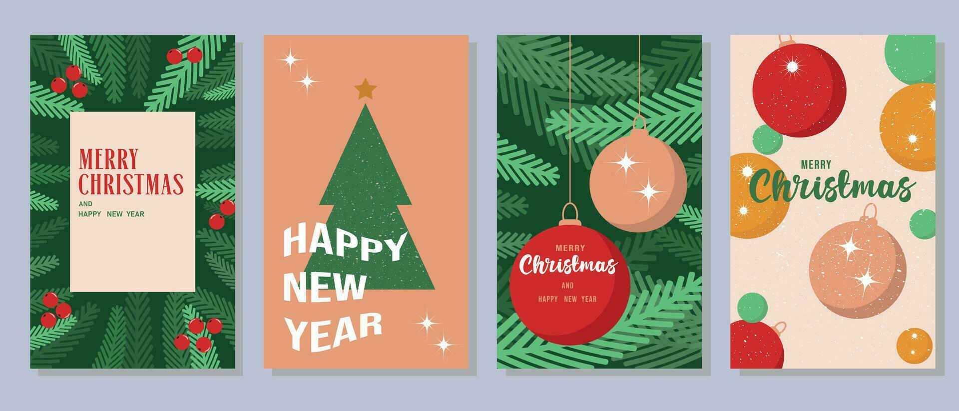 Set of greeting cards for Christmas and New Year. vector