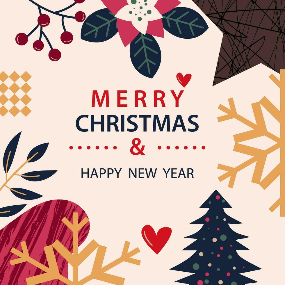 merry christmas and happy new year background vector