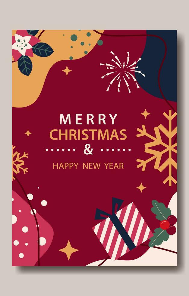 merry christmas and happy new year background vector