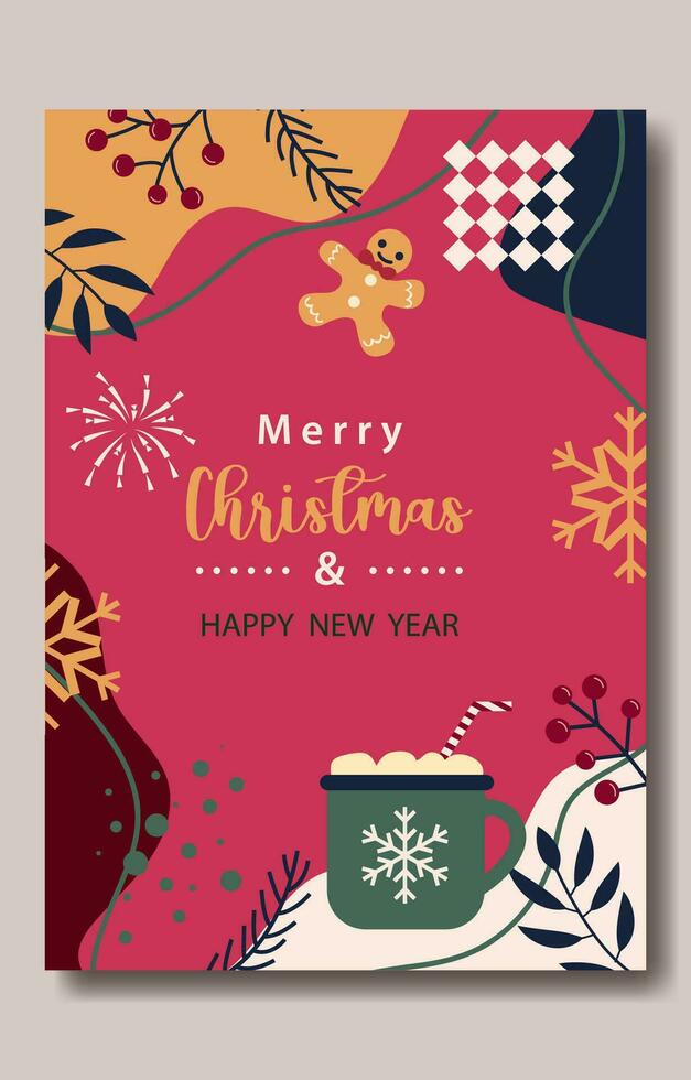 merry christmas and happy new year background vector
