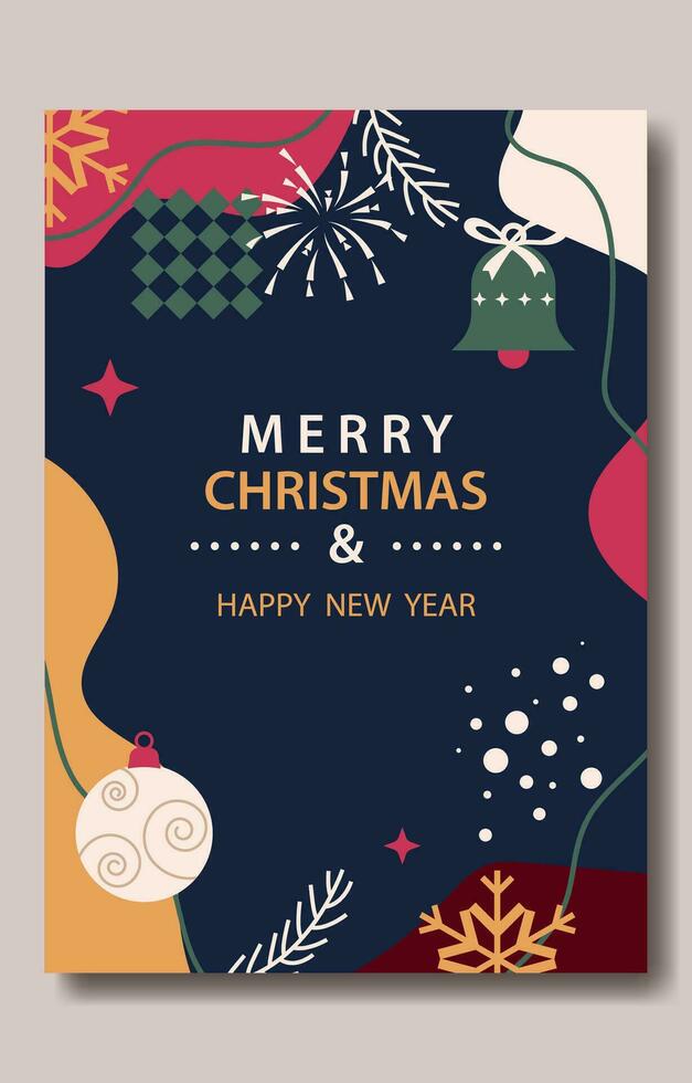 merry christmas and happy new year background vector