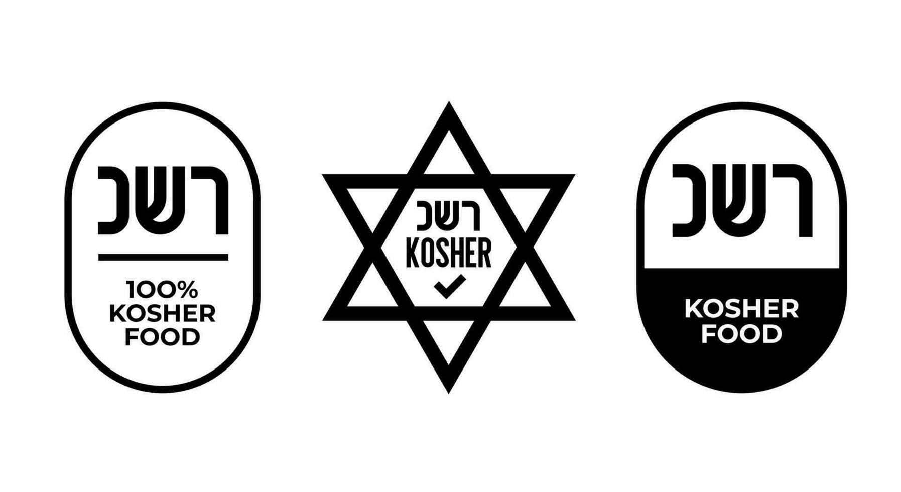 Kosher Certified symbols. International symbols of kosher food. Packaging concept. vector