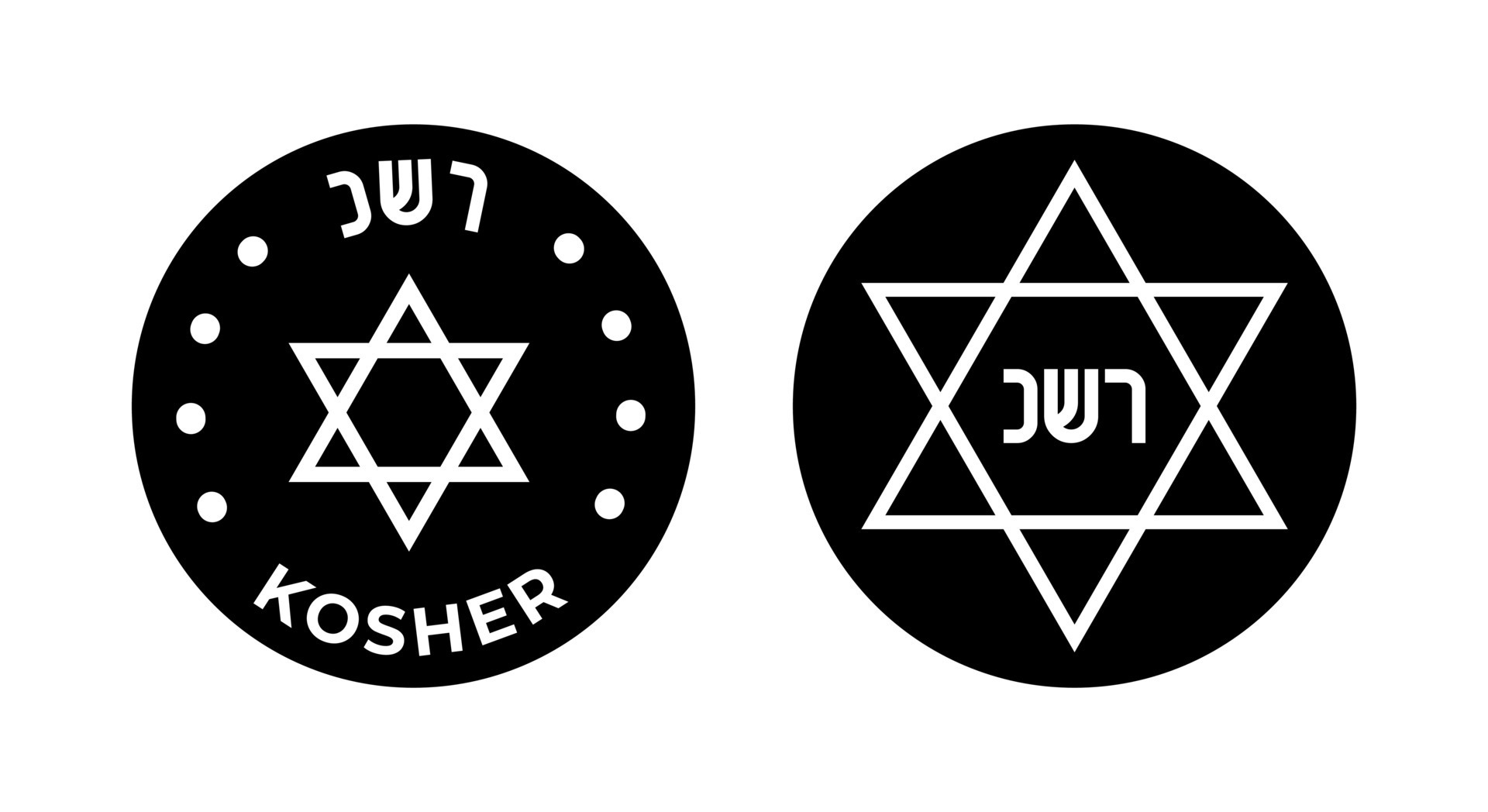 Kosher Certified symbols. International symbols of kosher food