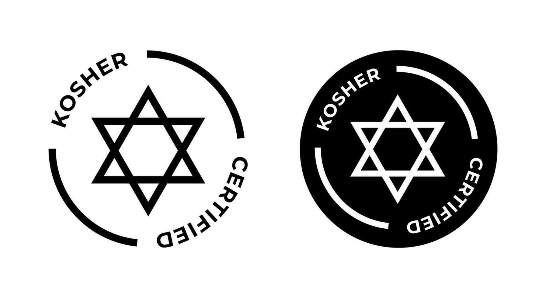 Kosher Certified symbols. International symbols of kosher food. Packaging concept. vector
