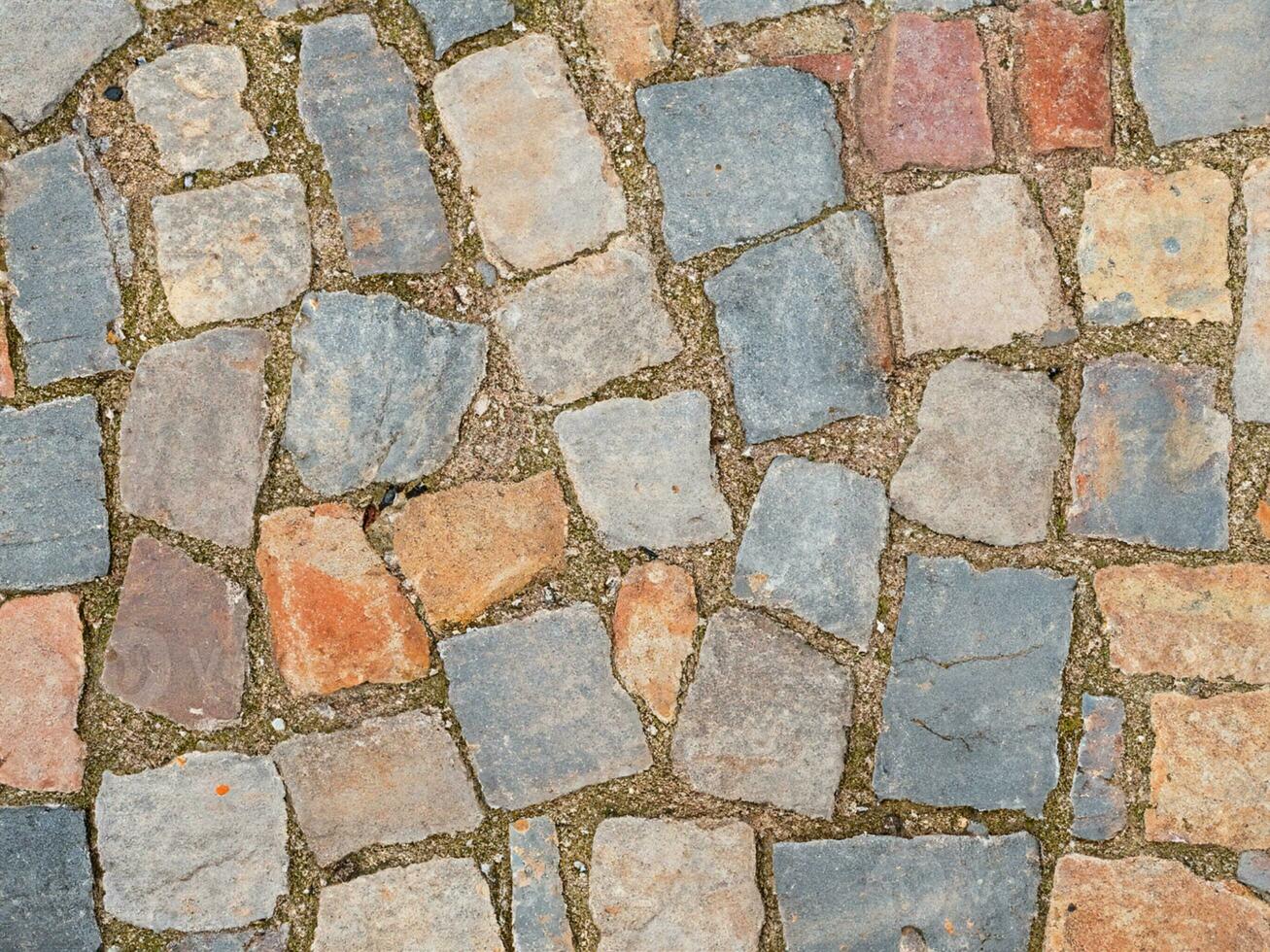 close up old stone pavement texture photo