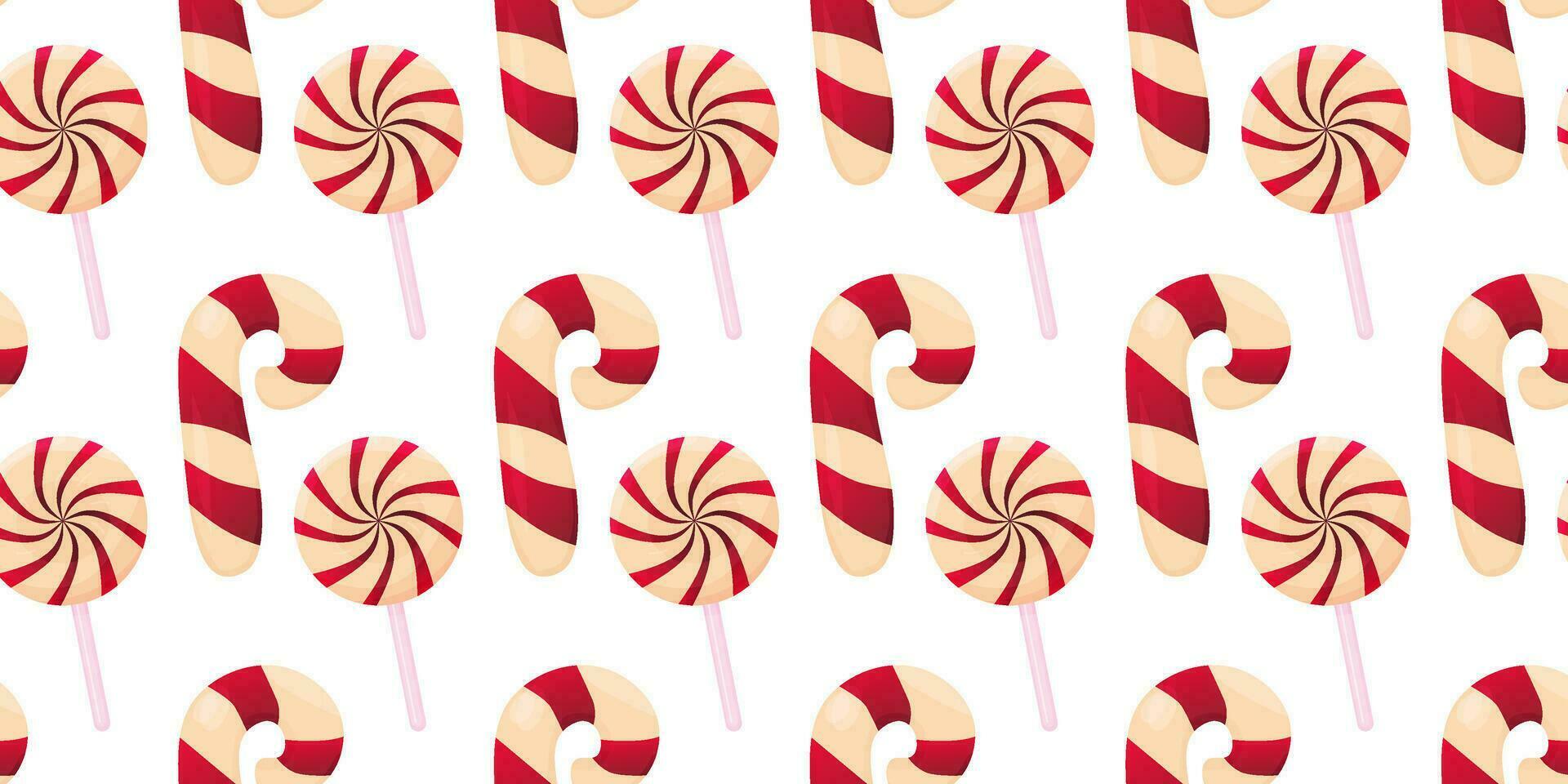 New Year seamless pattern. New Year's texture. Christmas sweets candy cane, lollipop. Vector illustration.