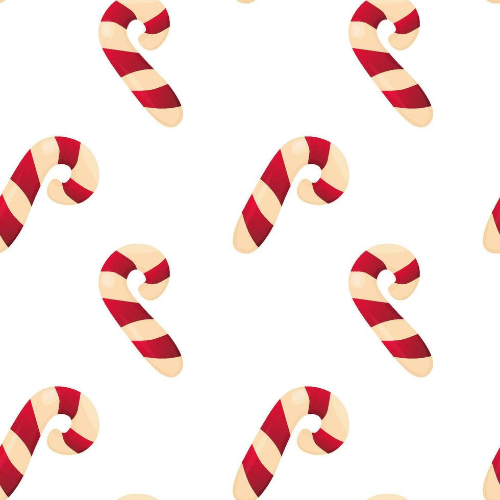 New Year seamless pattern. Christmas candy cane. Vector illustration. Christmas sweets. New Year's texture.