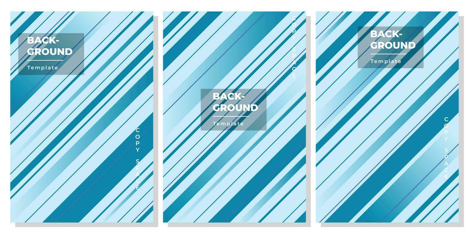 Blue diagonal stripes vertical background set. Simple geometric straight lines backdrop template copy space set. Suitable for poster, banner, cover, or brochure. vector