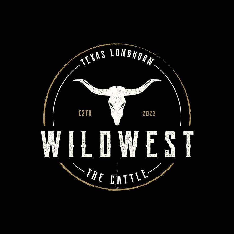 Longhorn texas ranch wildlife vintage logo template design. for badges, restaurants, farms and businesses. vector