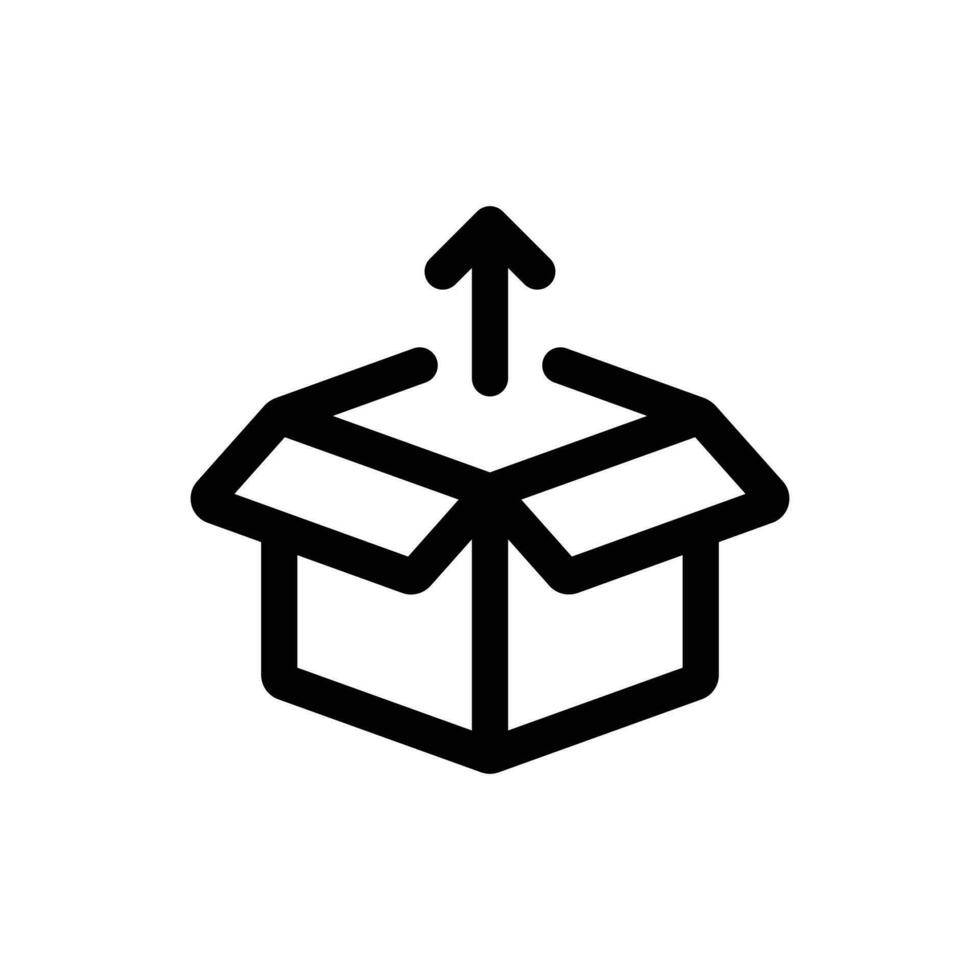 Unboxing icon in trendy outline style isolated on white background. Unboxing silhouette symbol for your website design, logo, app, UI. Vector illustration, EPS10.