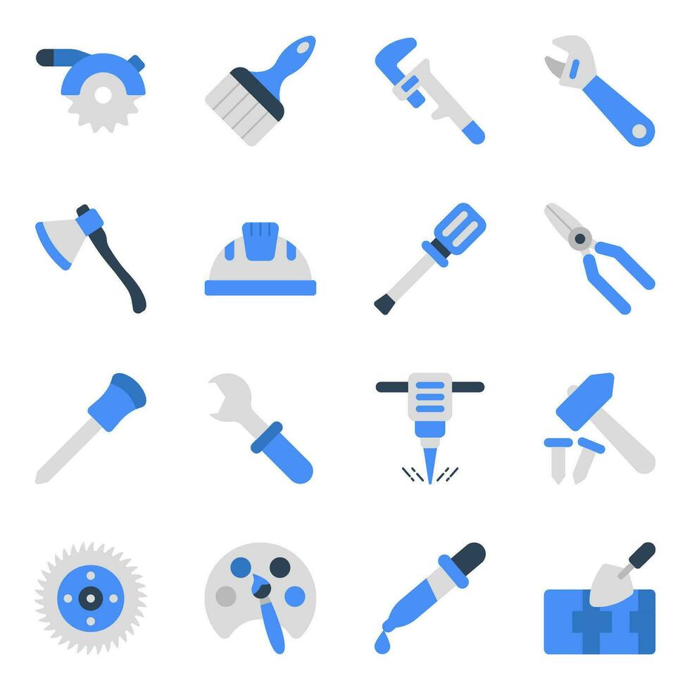 Set of Maintenance Tools Flat Icons vector