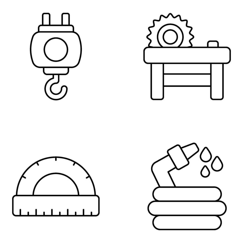 Set of Technical Tools Linear Icons vector