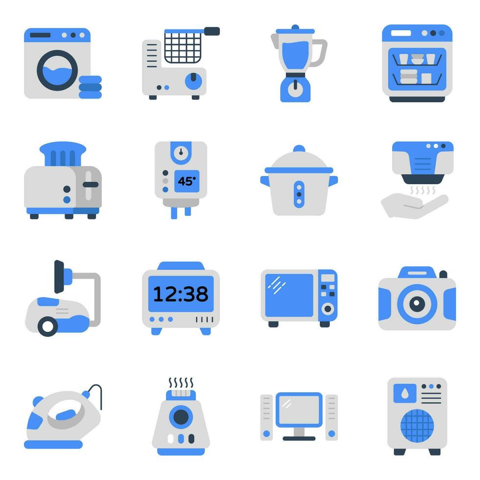 Pack of Appliances Flat Icons vector