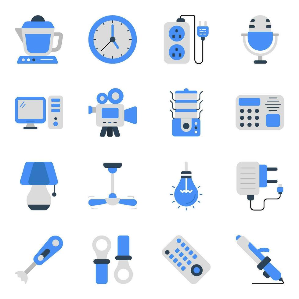 Pack of Appliances and Hardware Flat Icons vector