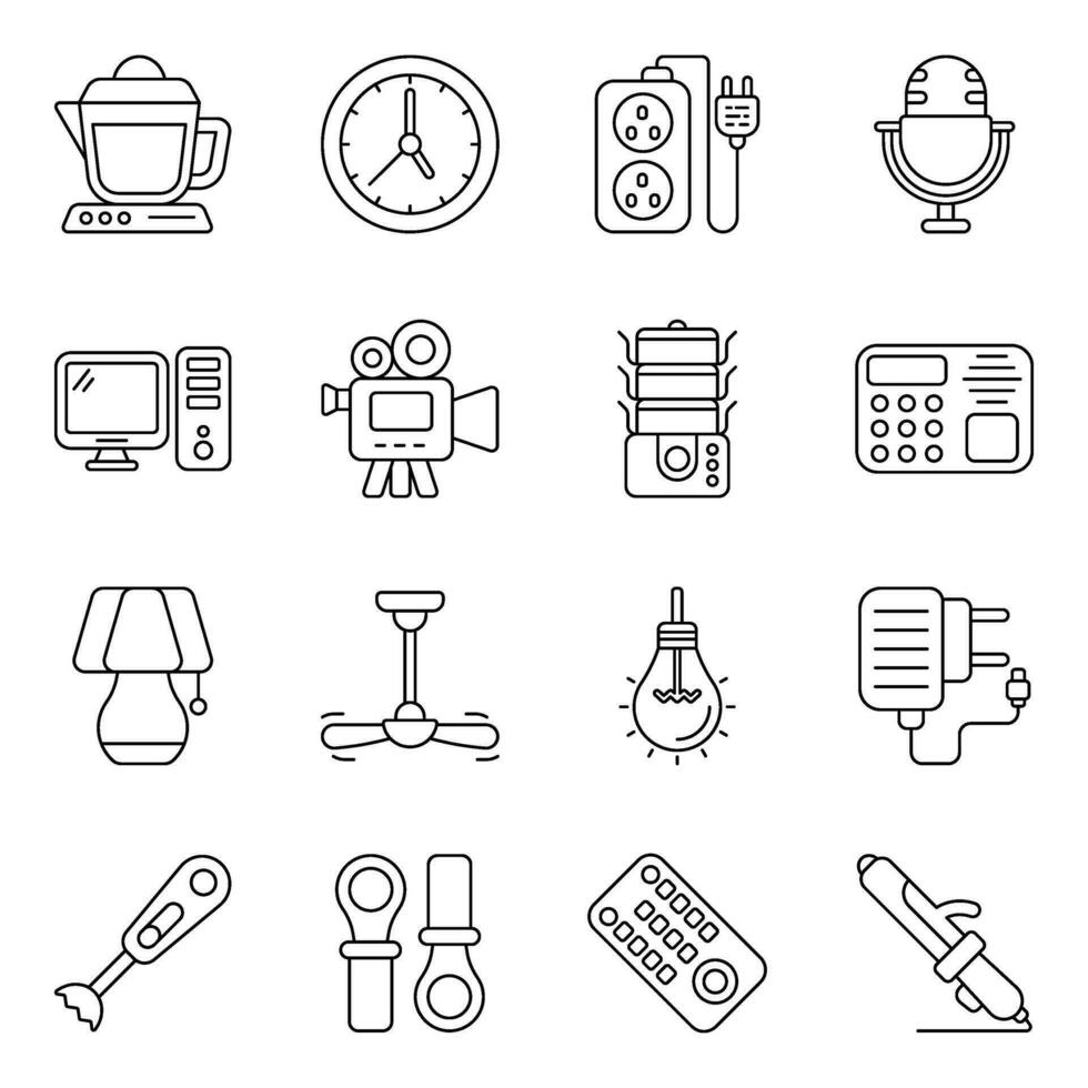 Pack of Appliances and Hardware Linear Icons vector