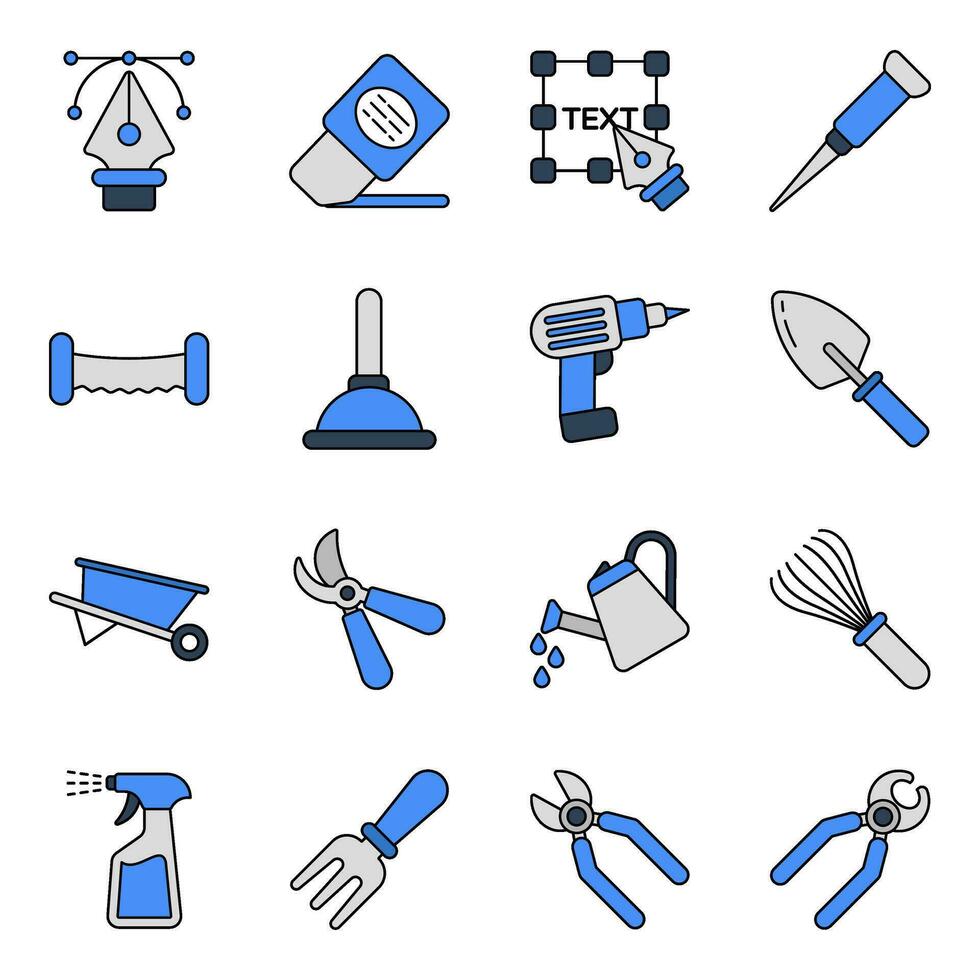 Set of Repair Tools Flat Icons vector