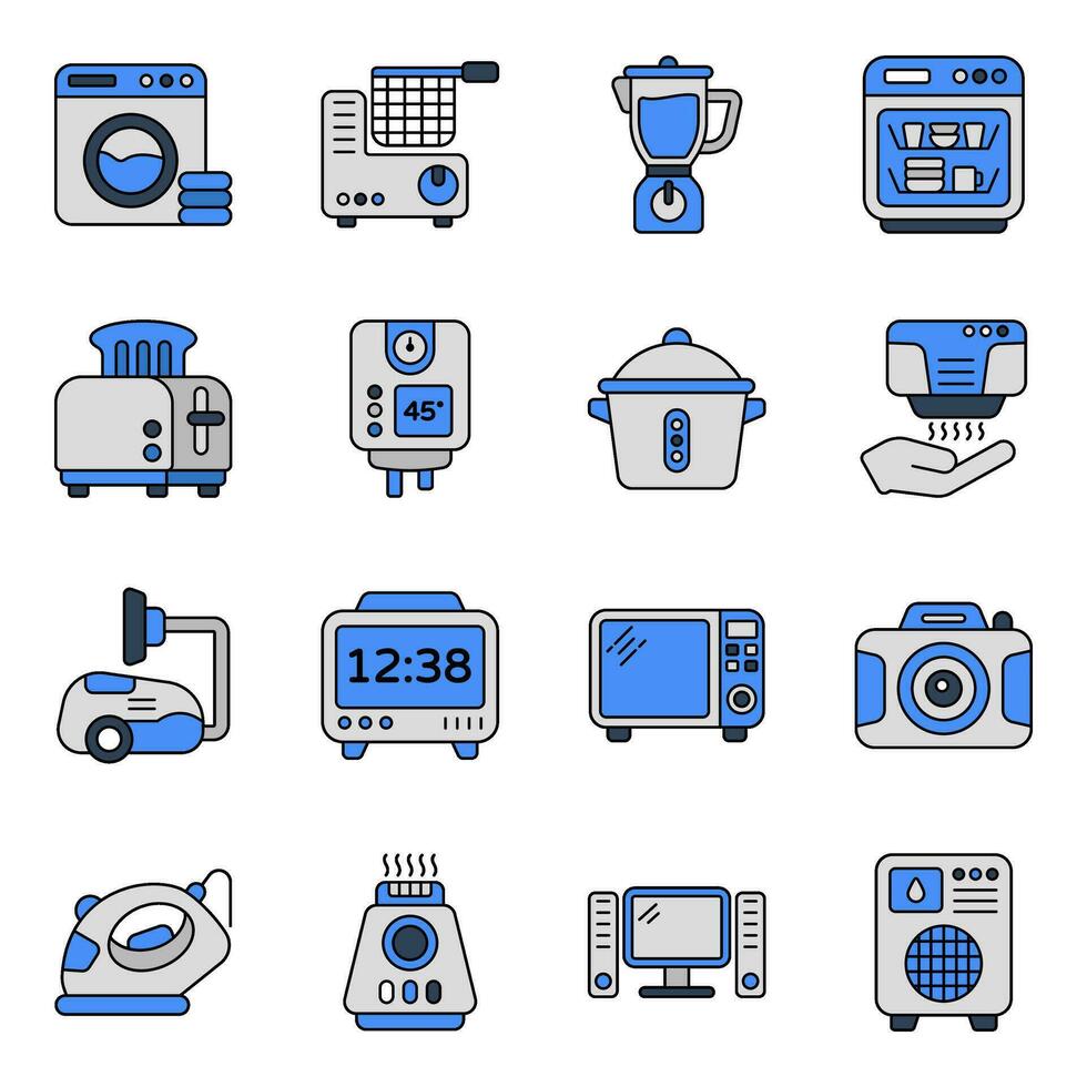 Pack of Appliances Flat Icons vector