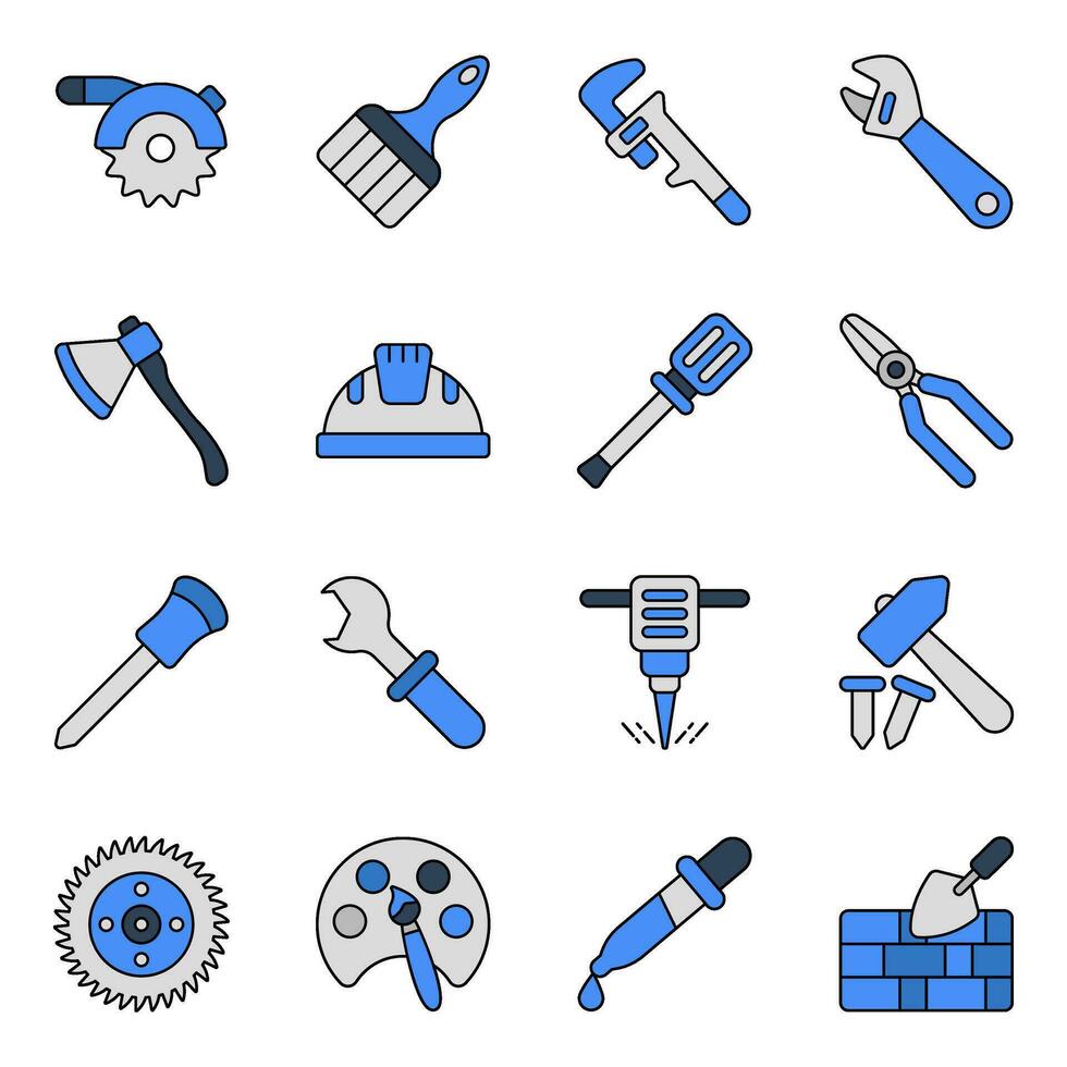 Set of Maintenance Tools Flat Icons vector